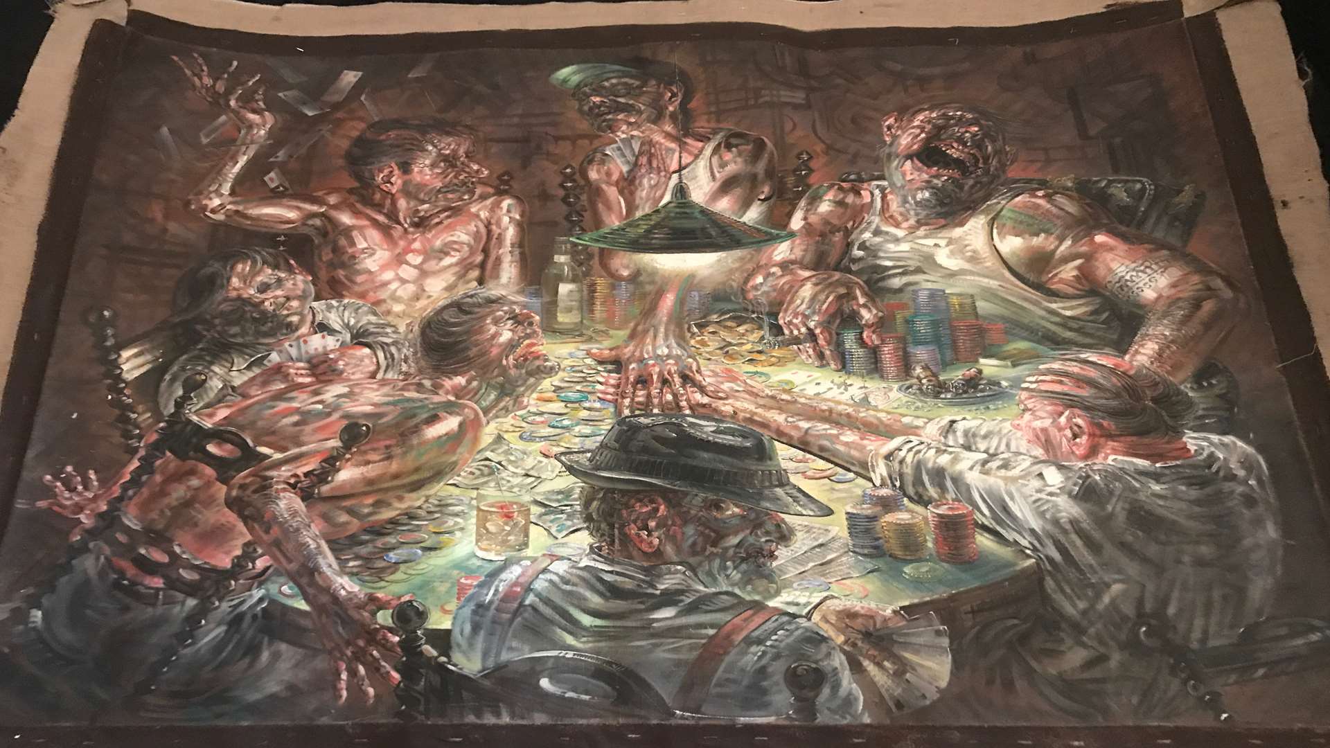 The painting depicting the devil playing cards. Picture: SWNS.com