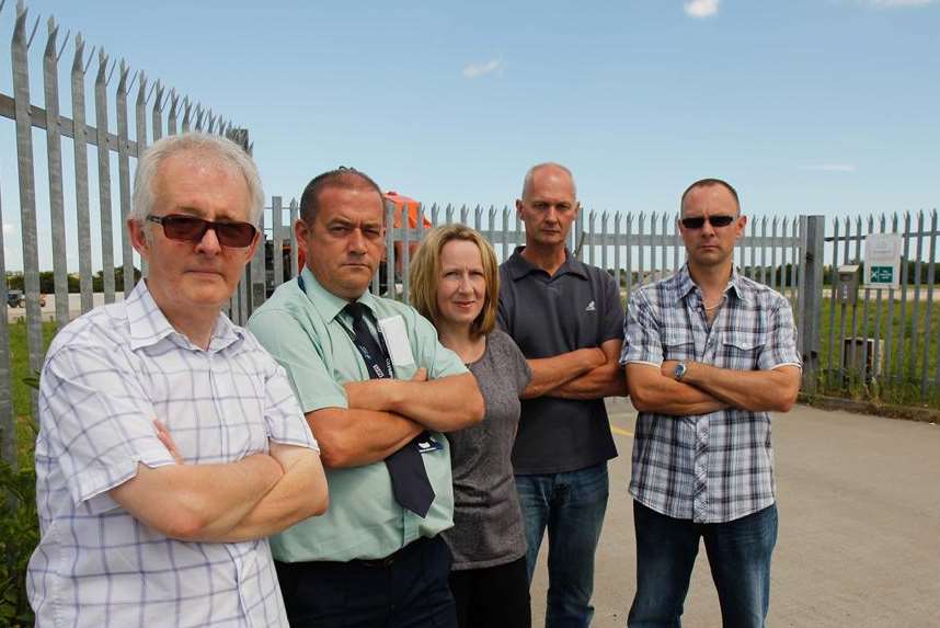 Dr Colin Morris, James St Ledger, Louise Brightman-Stokes, Stephen Harrison and Andrew Brightman-Stokes at the Power Station Road, Halfway, site which has been earmarked for housing