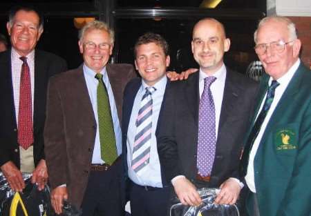Matthew Walker (centre) with the winning quartet from Tenterden Golf Club of Mike Miller, Geoff Mitchell, Iain Murray and Lee Heasman