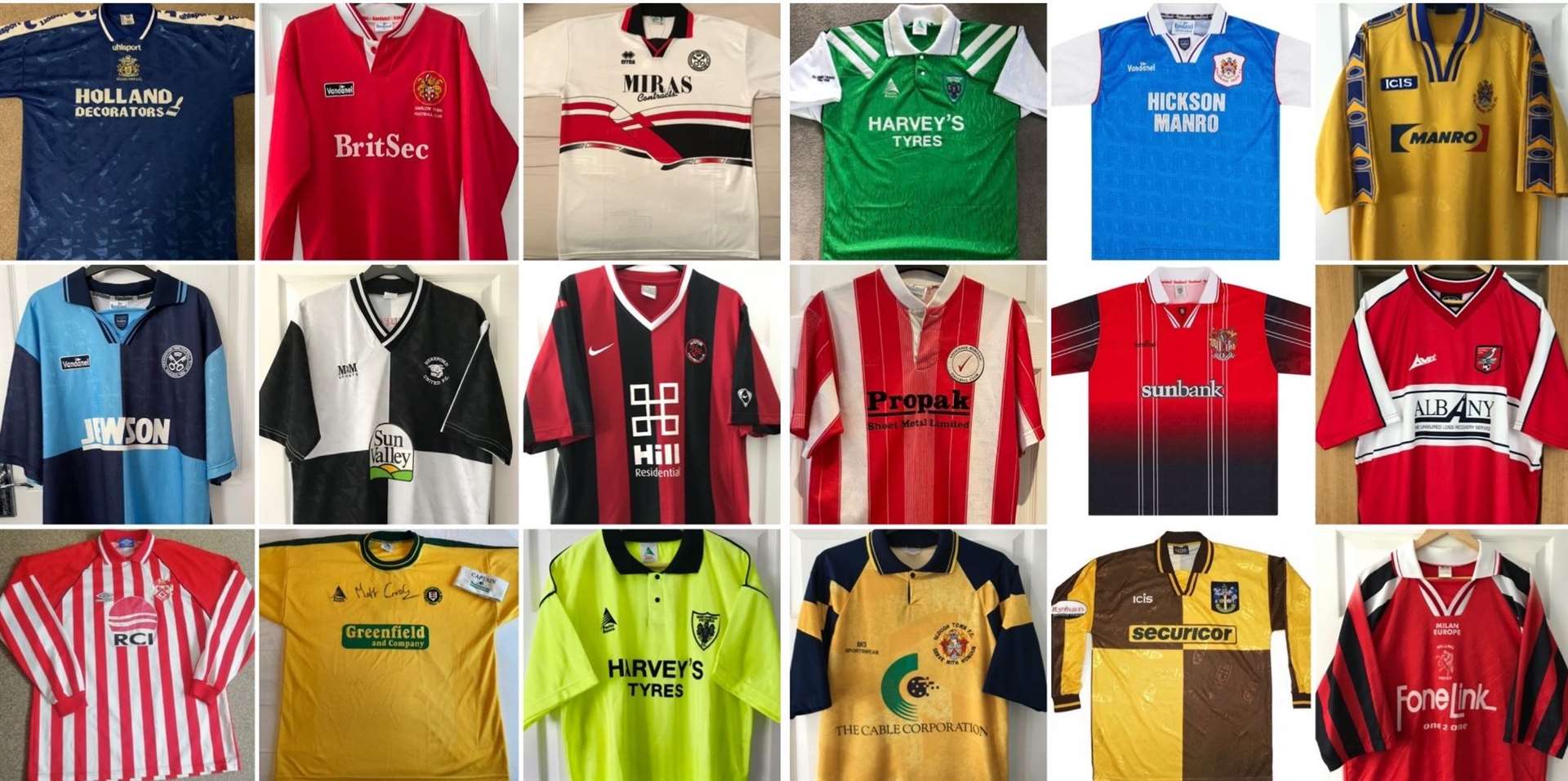 Just a selection of shirts from the collection of fan Lee Bowman