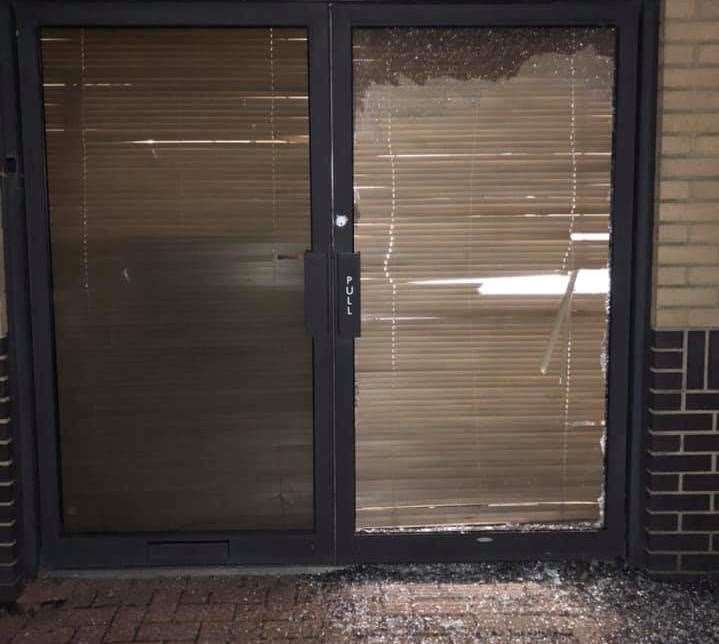 A door was smashed in