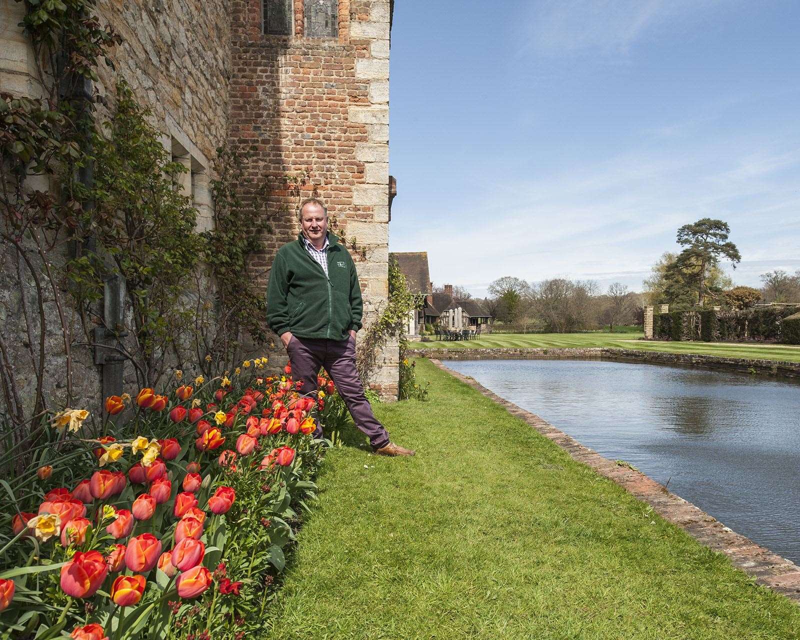 Neil Miller with tulips at Hever Castle Picture: Leo Beiber