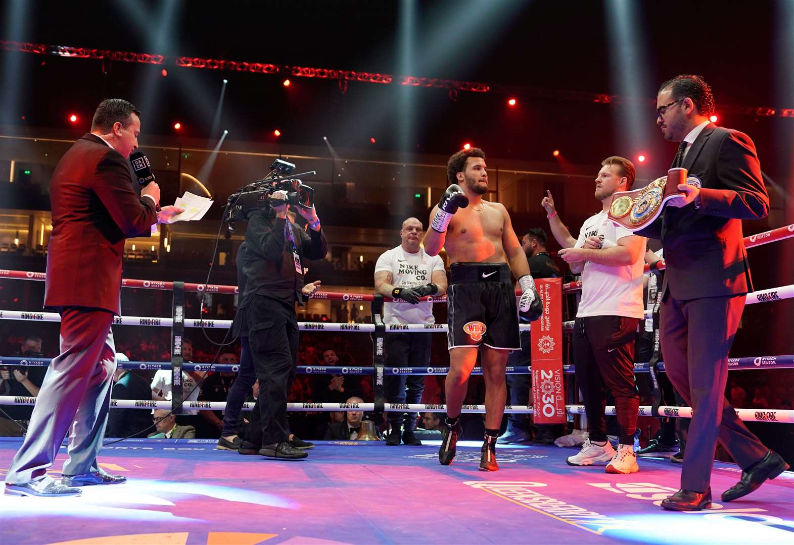 Moses Itauma clinched a win against Ilja Mezencev at the Kingdom Arena, Riyadh Picture: Queensberry