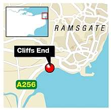 The body was found by a dog walker at the old hovercraft port off the A256 at Cliffs End. Graphic: Ashley Austen