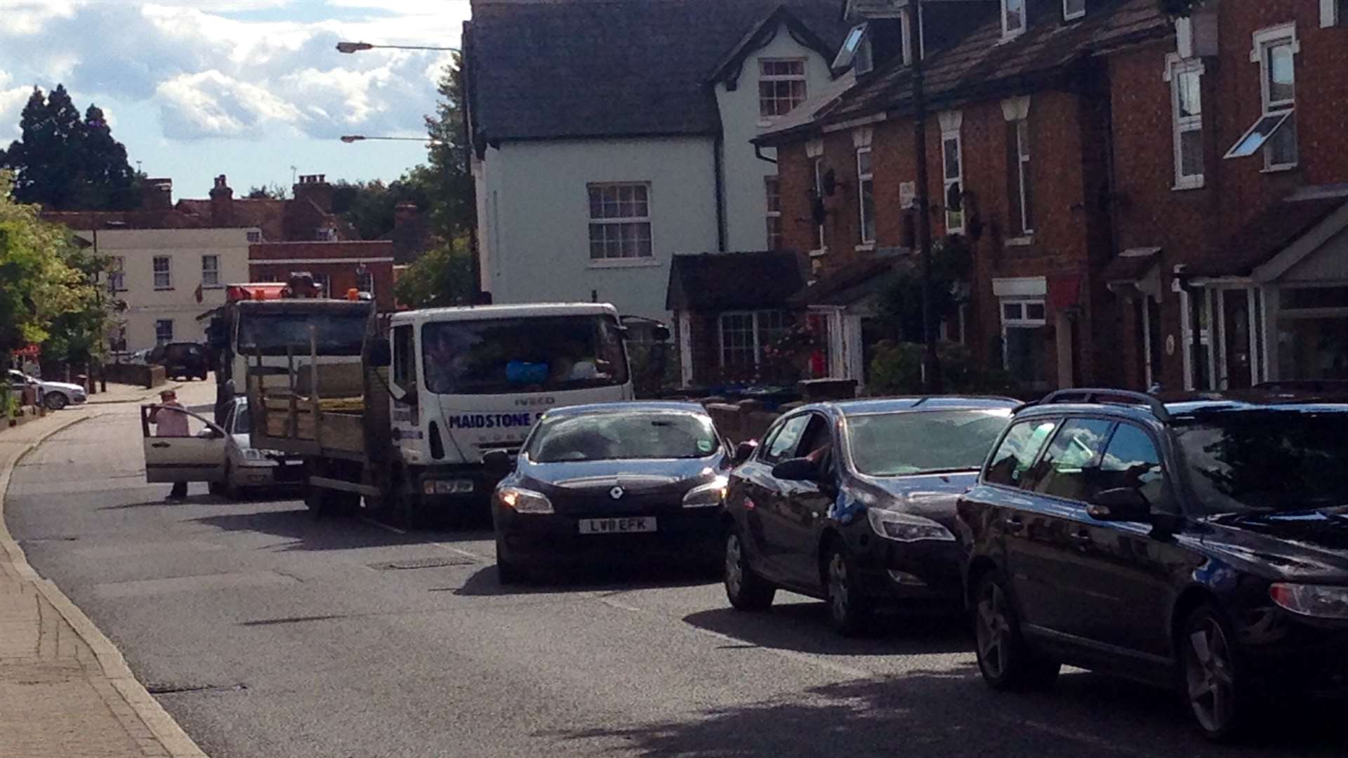 There are tailbacks in Hadlow as attempts are made to dislodge a portable cabin