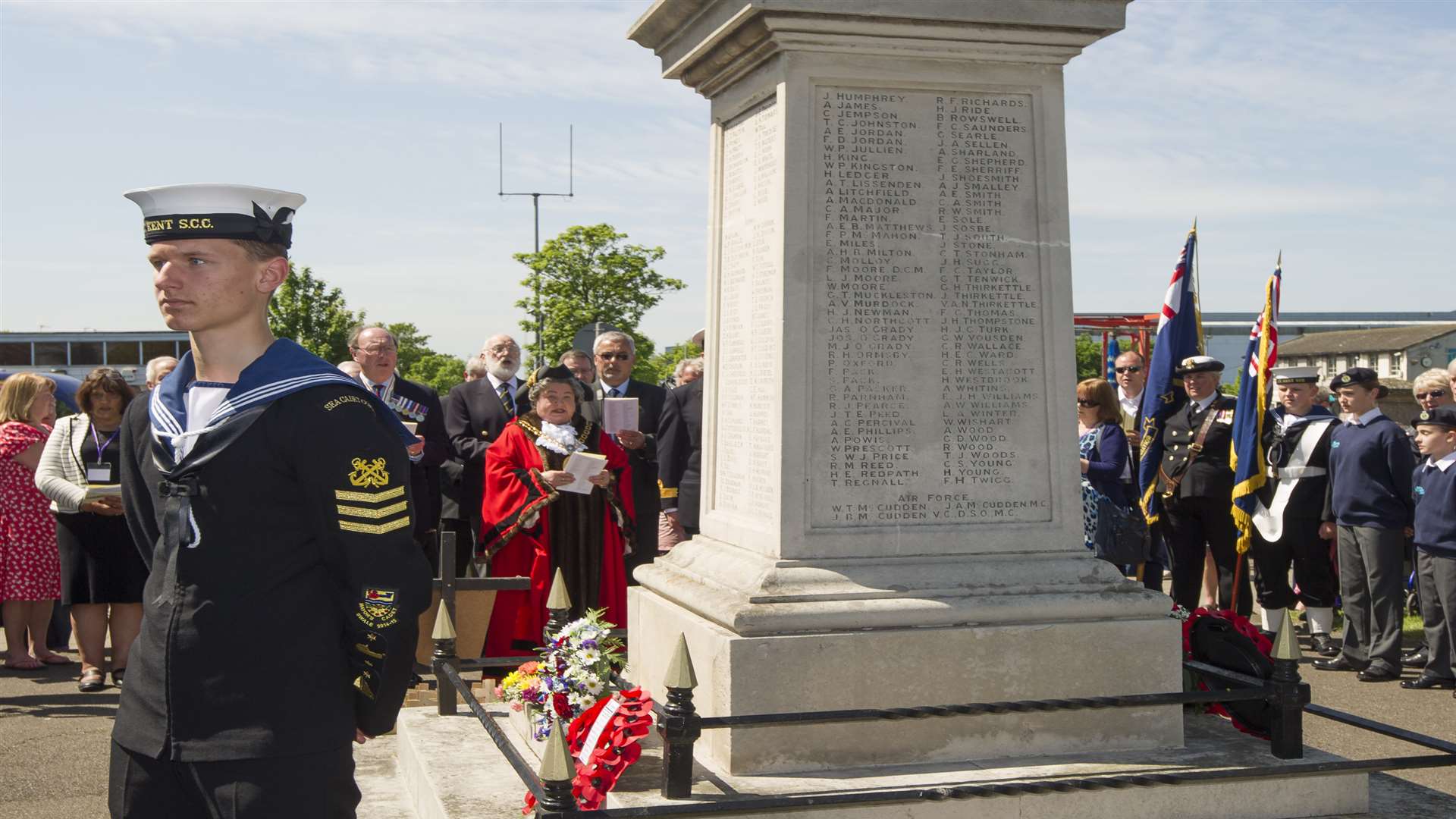 Leading Cadet, Shaun Lock, part of the Honour Guard at the memorial.
