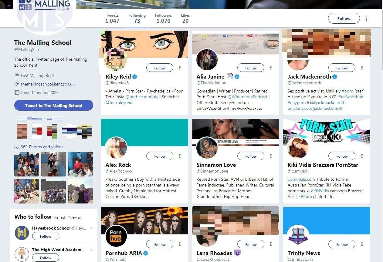 The Twitter account was also following eight others linked to the sex industry (9099986)
