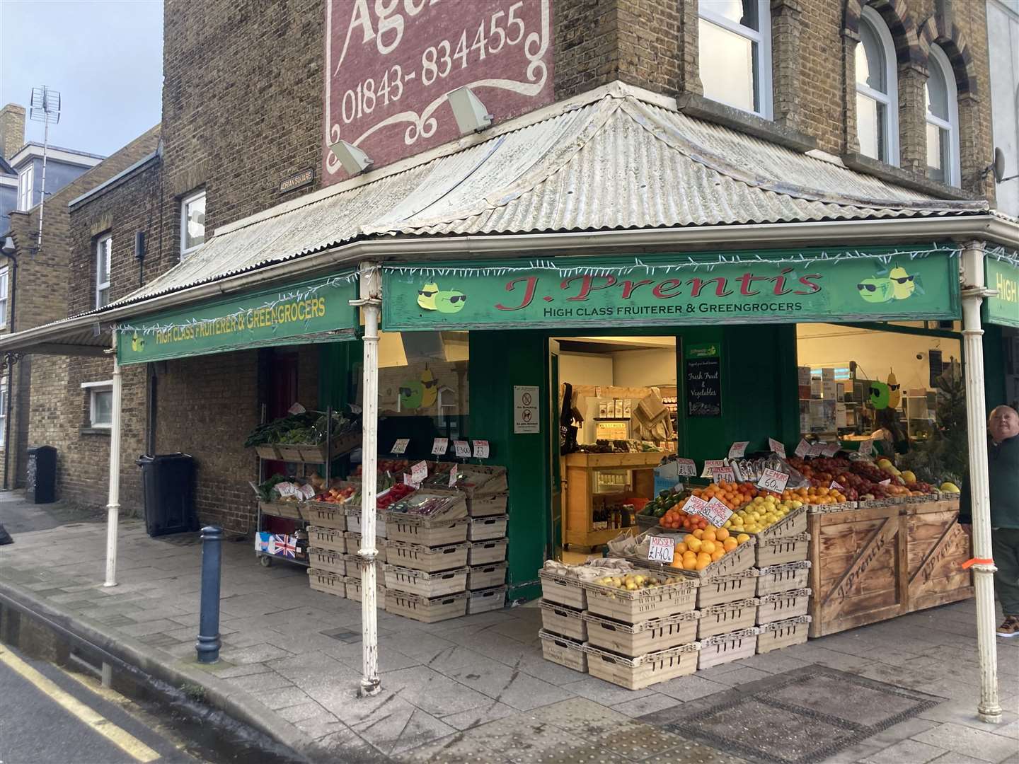 The greengrocers is on the corner of Adrian Square and Station Road in Westgate-on-Sea