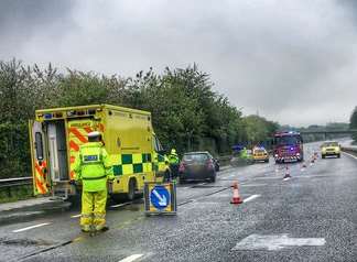 Aftermath of four car pile-up at Swanley Interchange