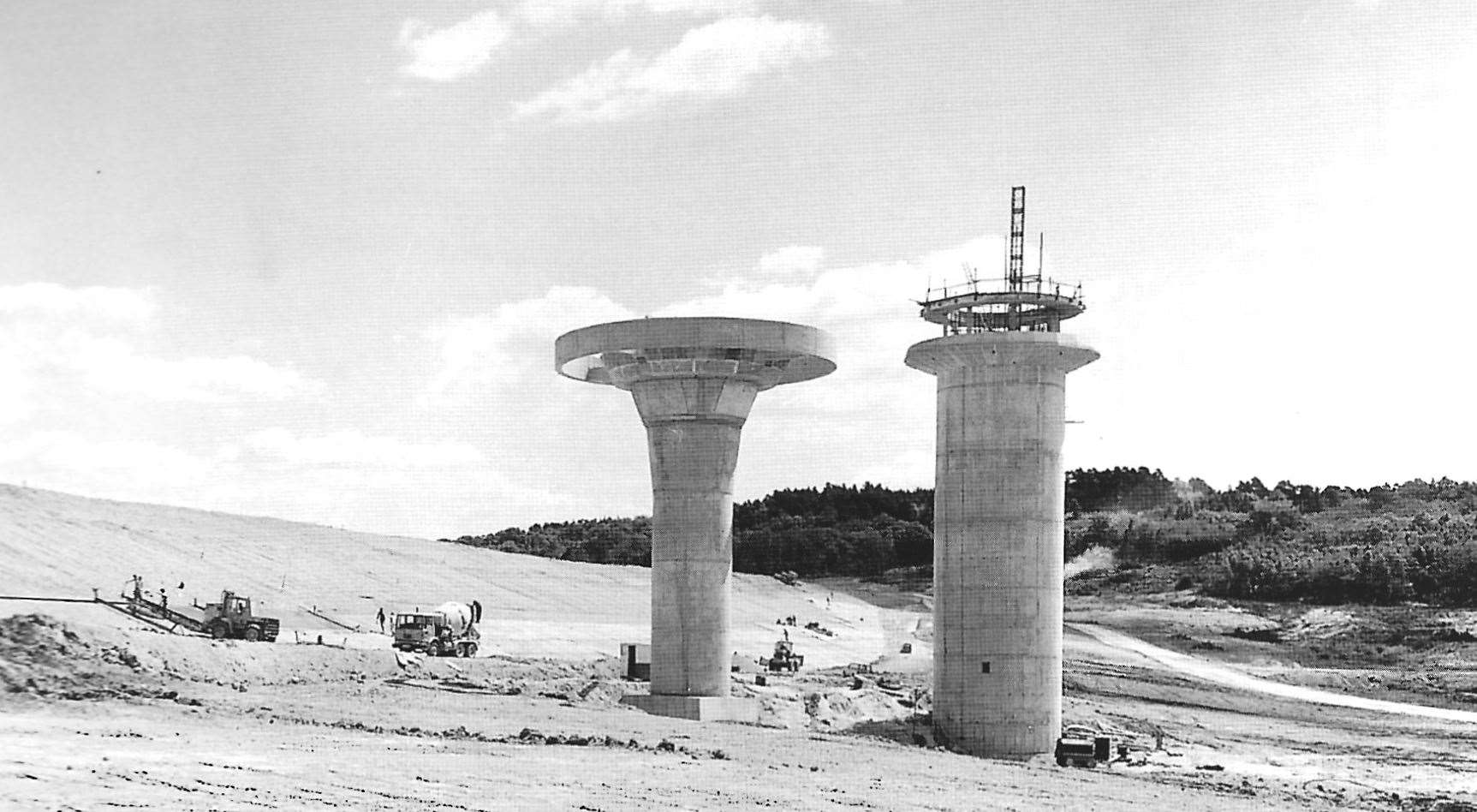 The towers under construction