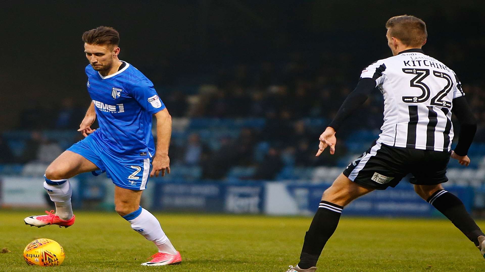 Gillingham defender Luke O'Neill in action against Rochdale Picture: Andy Jones
