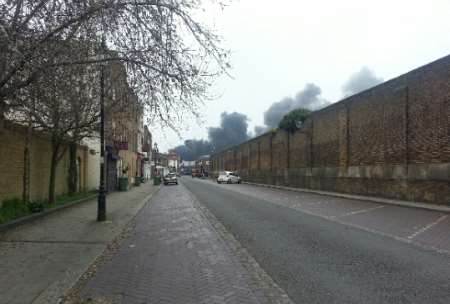 Plumes of smoke could be seen across Sheerness after a fire at the docks. Picture by Graham Havill