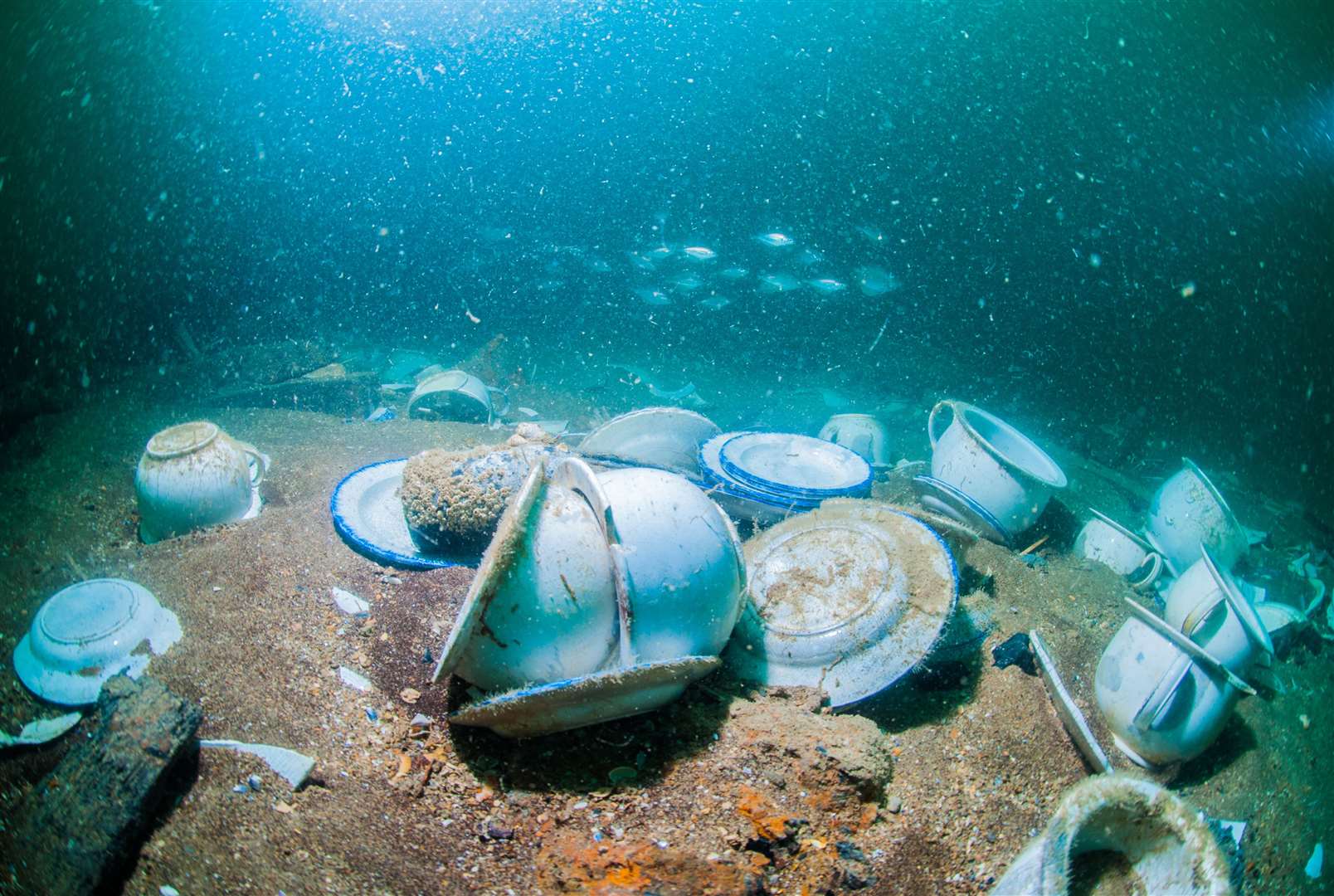 The ceramics lay 23 metres deep just off the Folkestone Harbour. Picture: Historic England