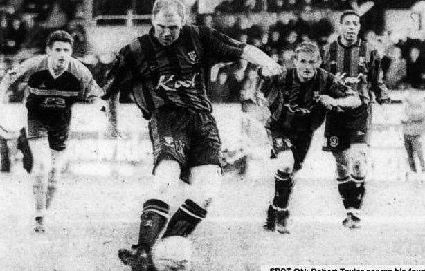 Bob Taylor scored five goals against Burnley for Gillingham 25 years ago today