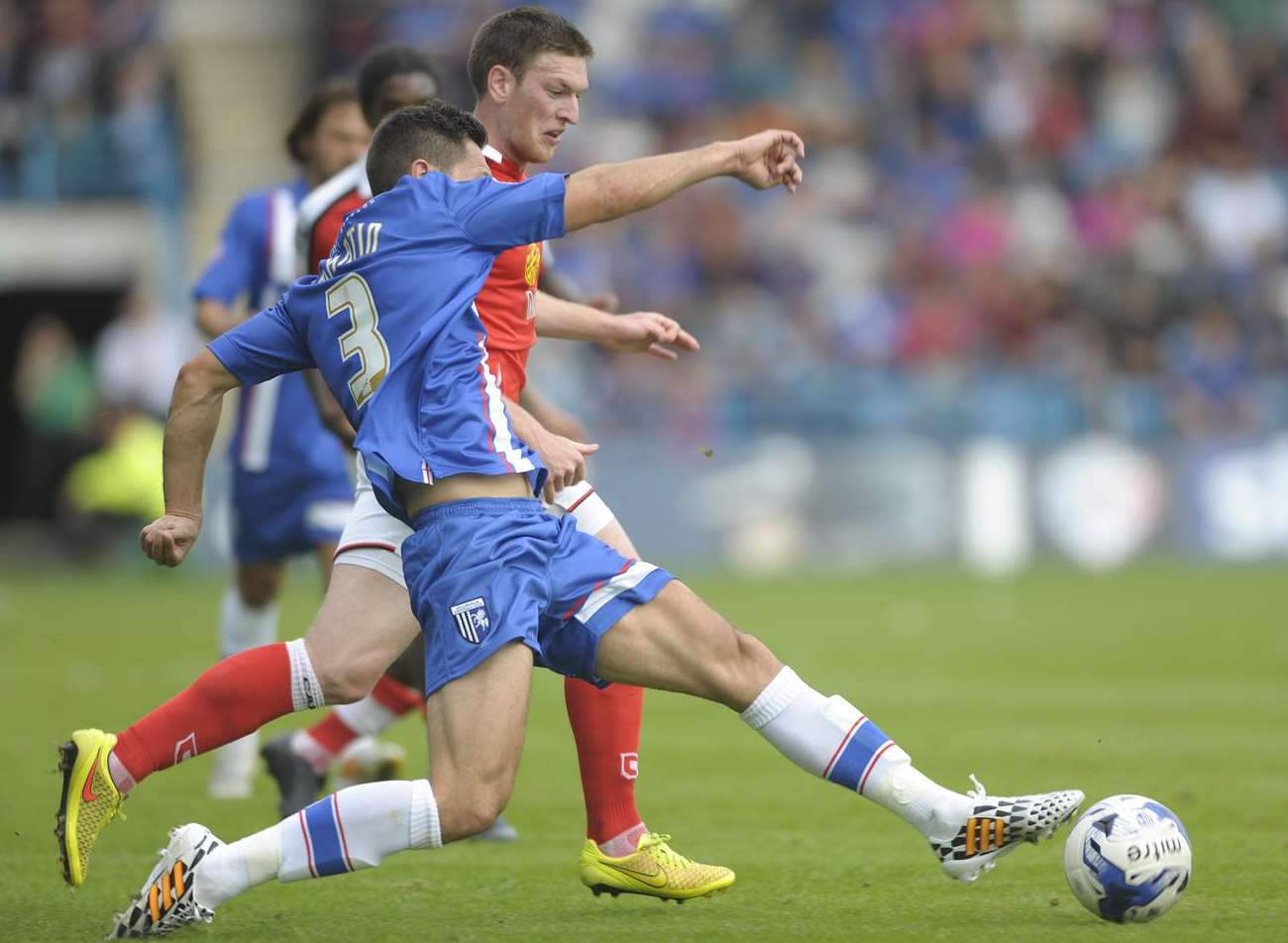 Gills' Joe Martin at full stretch against Crewe. Picture: Barry Goodwin