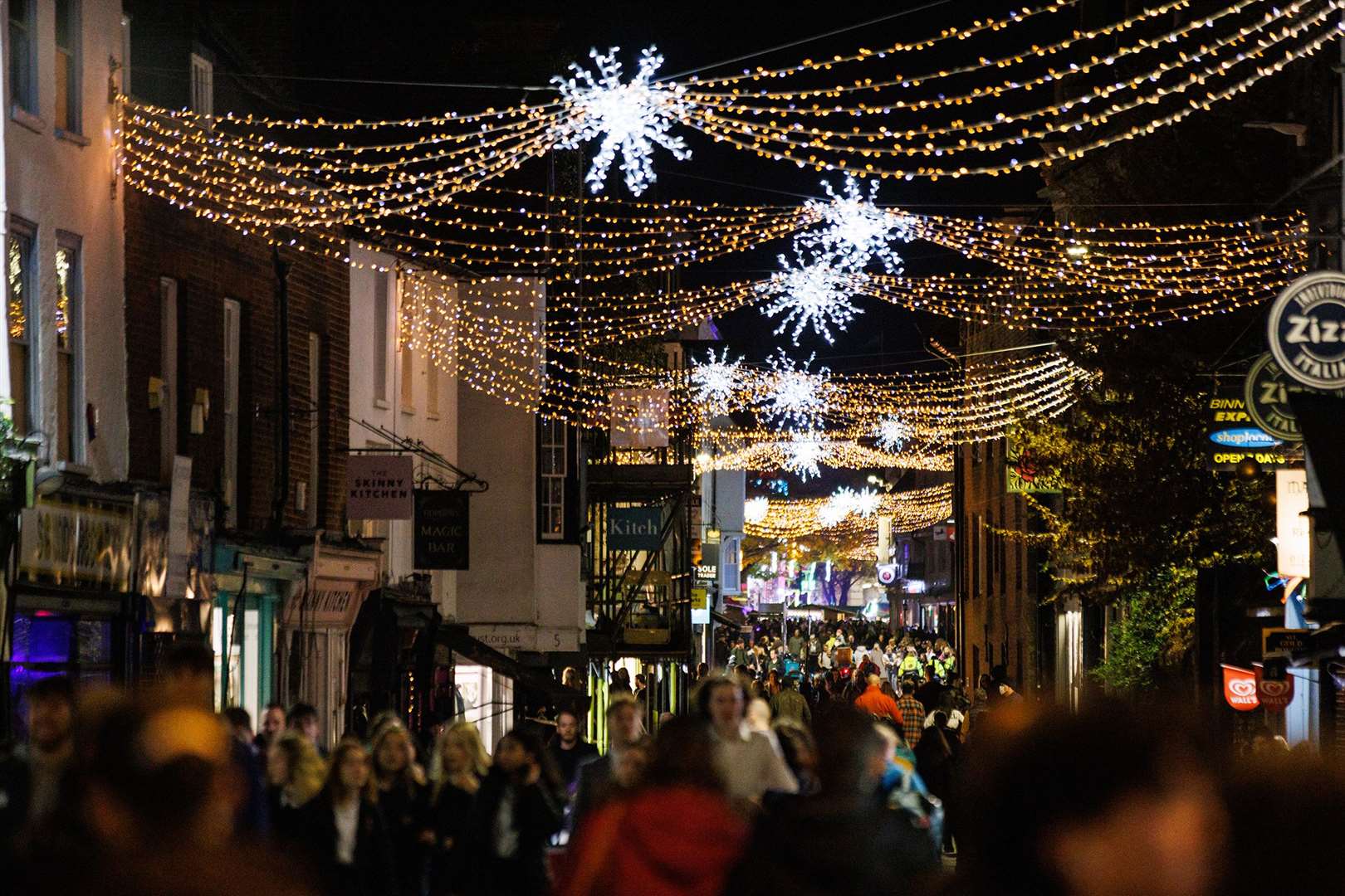 Christmas lights have been switched on in Canterbury city centre. Picture: Canterbury BID/Matt Wilson