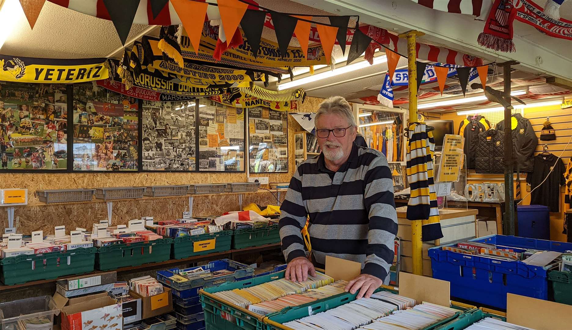 Geoff Senior and his fellow volunteers have collected a remarkable range of football programs and other memorabilia in the Folkestone Invicta club shop