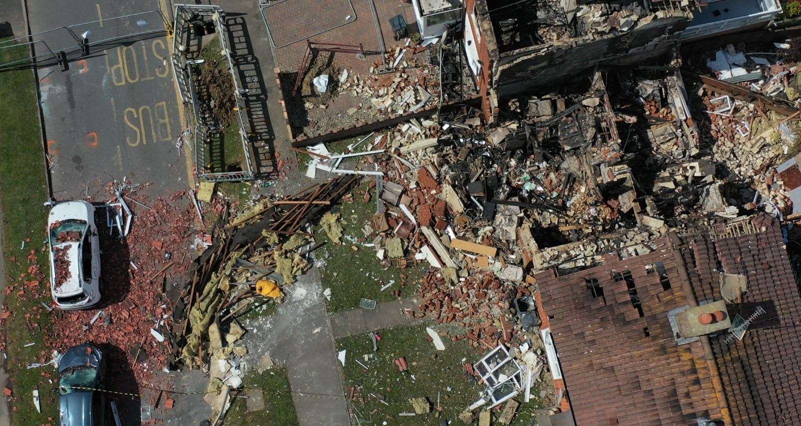 Pictures of the damage left after the house explosion. Picture: UKNiP
