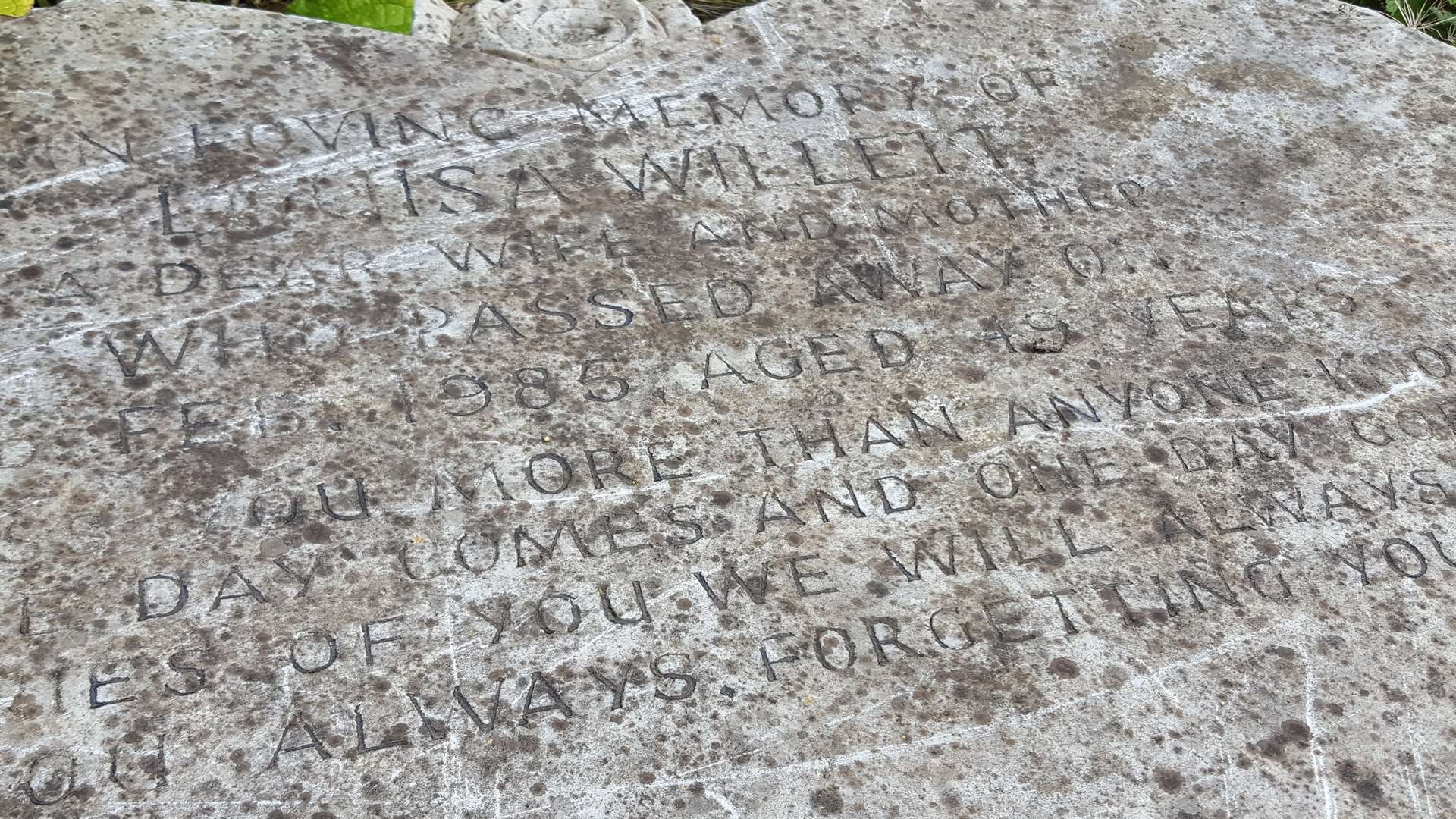 The abandoned gravestone found by Pam Penfold