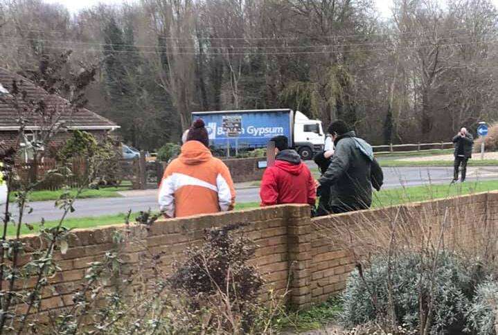 Police and Border Force officials seen in Lydd this afternoon. Picture: Kimberly Addy