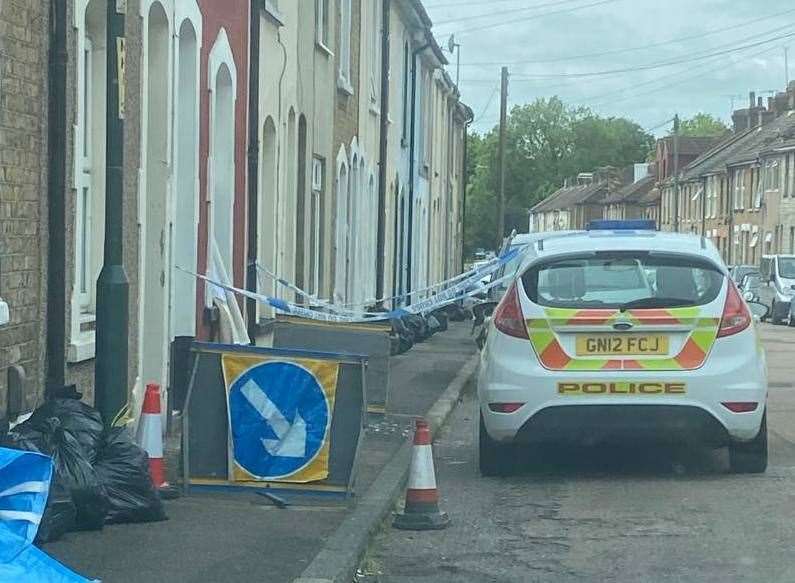 Police cordon outside a house in Montford Road, Strood. Picture: Stephanie Dowdeswell