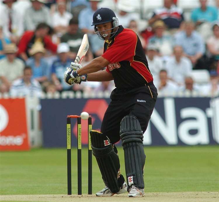 Andrew Symonds batting for Kent Spitfires against Lancashire at Tunbridge Wells in 2004. Picture: Ady Kerry