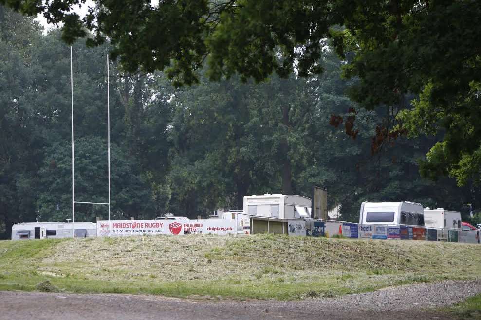 Around 16 caravans pitched up on the field