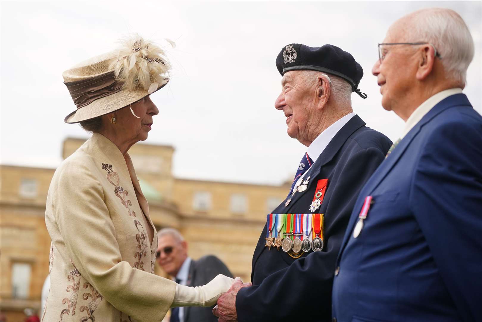 The Princess Royal spoke to D-Day veterans at a garden party at Buckingham Palace (Victoria Jones/PA)