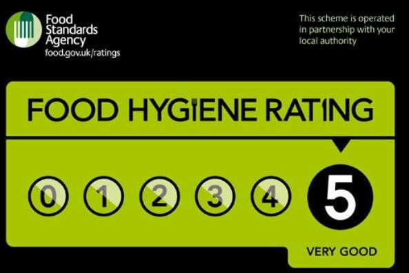 A food hygiene rating sticker