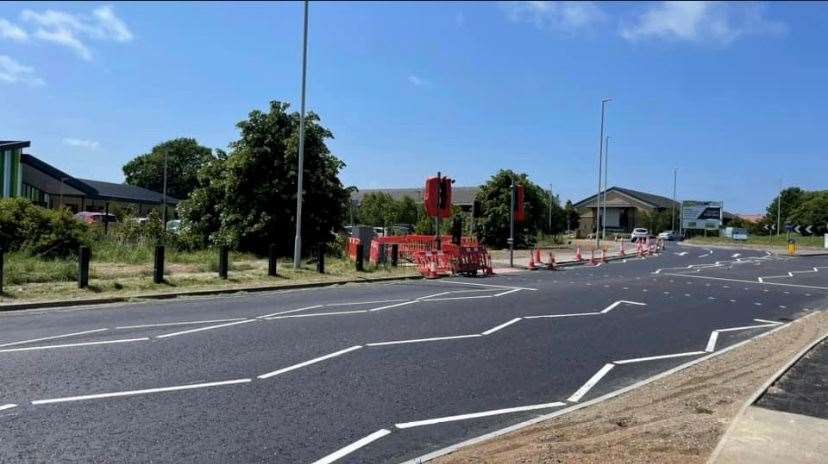 The Staplehurst Road roundabout now has two lanes on all four approaches to it. Picture: Nick Anderson