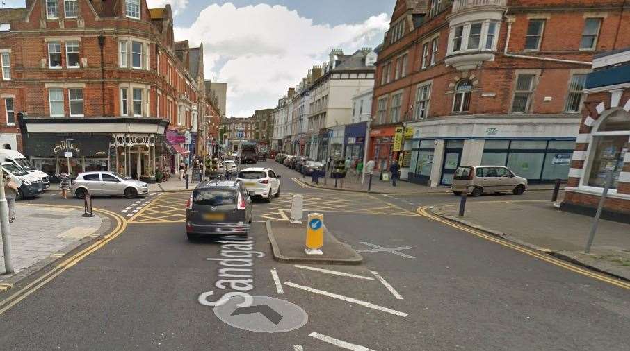 The collision happened at the junction between Sandgate Road and Cheriton Place in Folkestone. Picture: Google