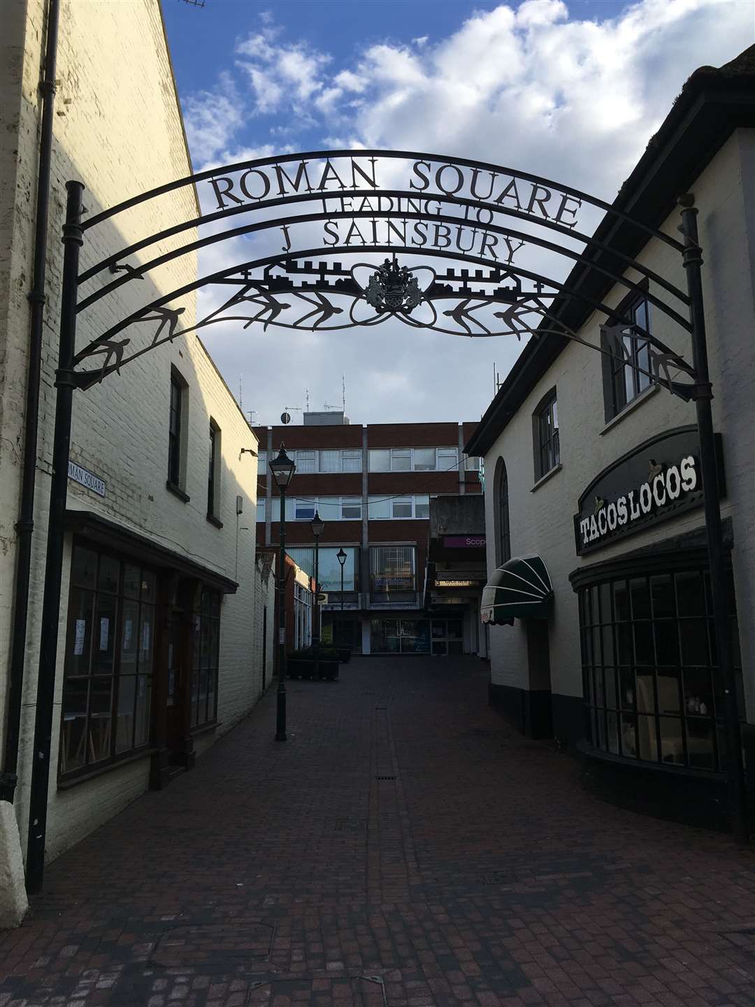 Roman Square Sittingbourne where Dale Howting had been collecting money for charity on his bike
