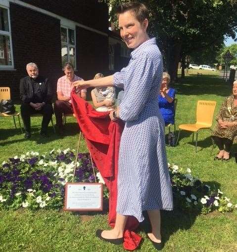 Tracey Crouch CBE unveiled a new flowerbed at Larkfield Fire Station. Picture: Jackie Hirsch