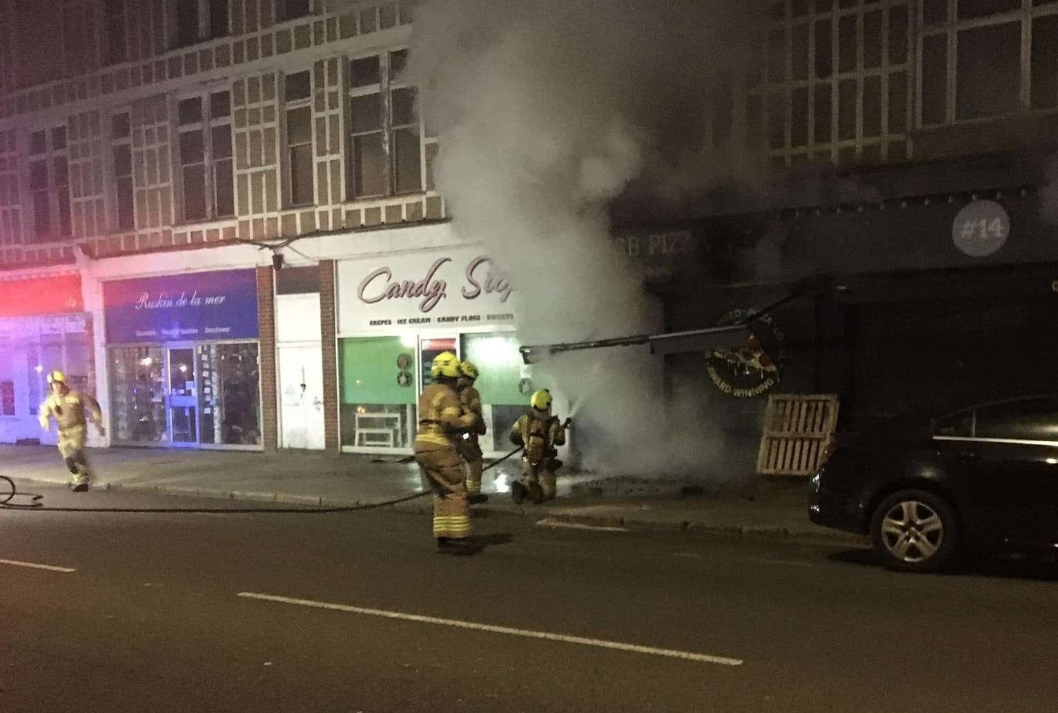 The fire at GB Pizza Co in Margate. Picture: Sam Castle
