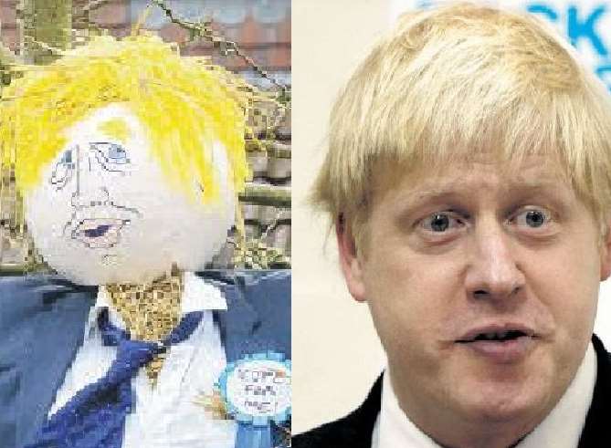 Spot the difference! Boris Johnson and his scarecrow counterpart
