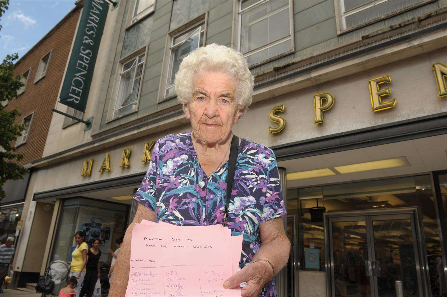 Vera Purll, 93, outside the Marks & Spencer store in Gravesend