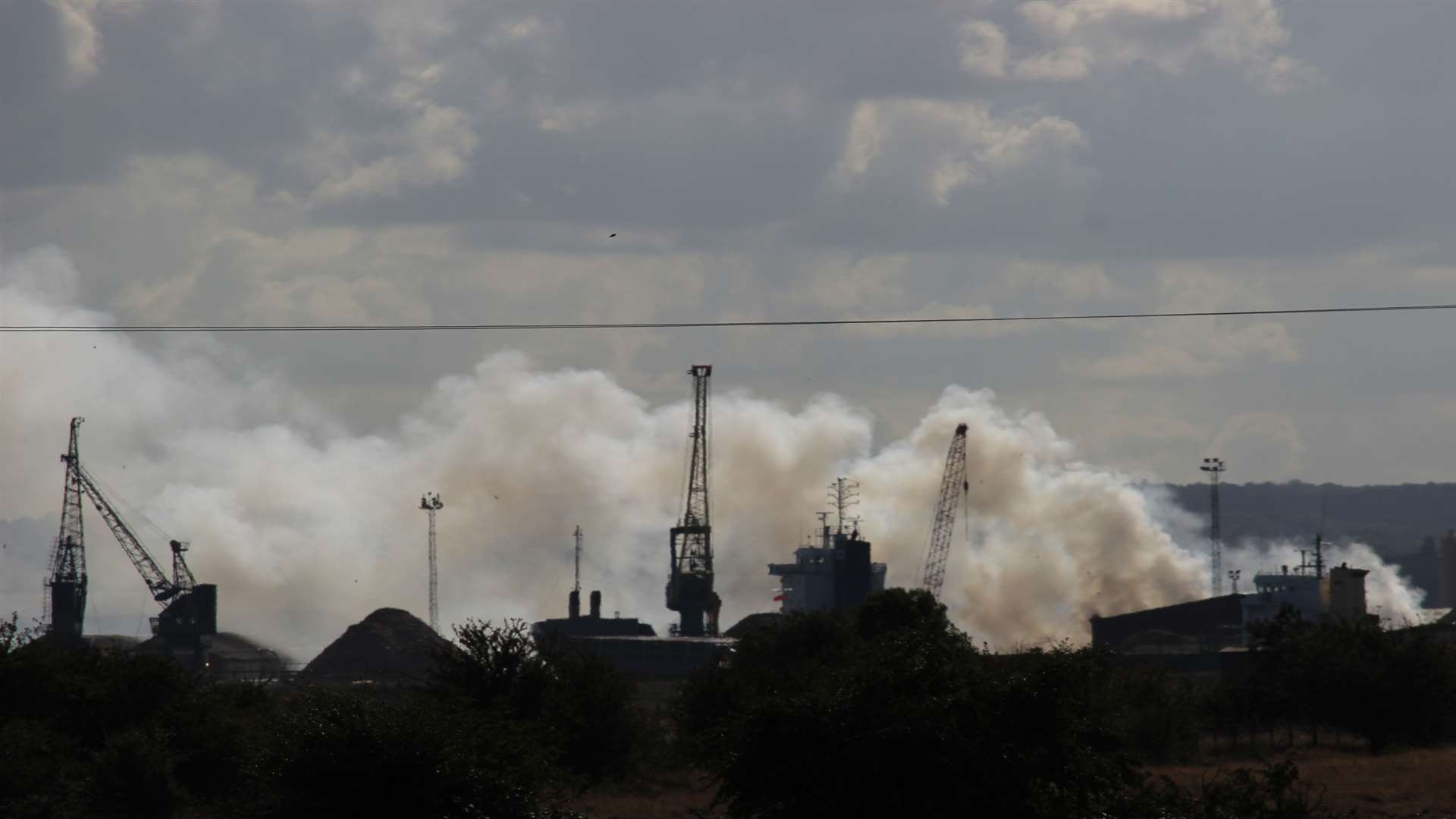Smoke could be seen from the Isle of Sheppey