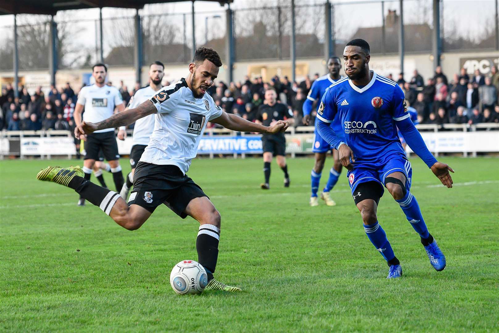 Dartford's Phil Roberts tries to create an opening against Welling. Picture: Alan Langley