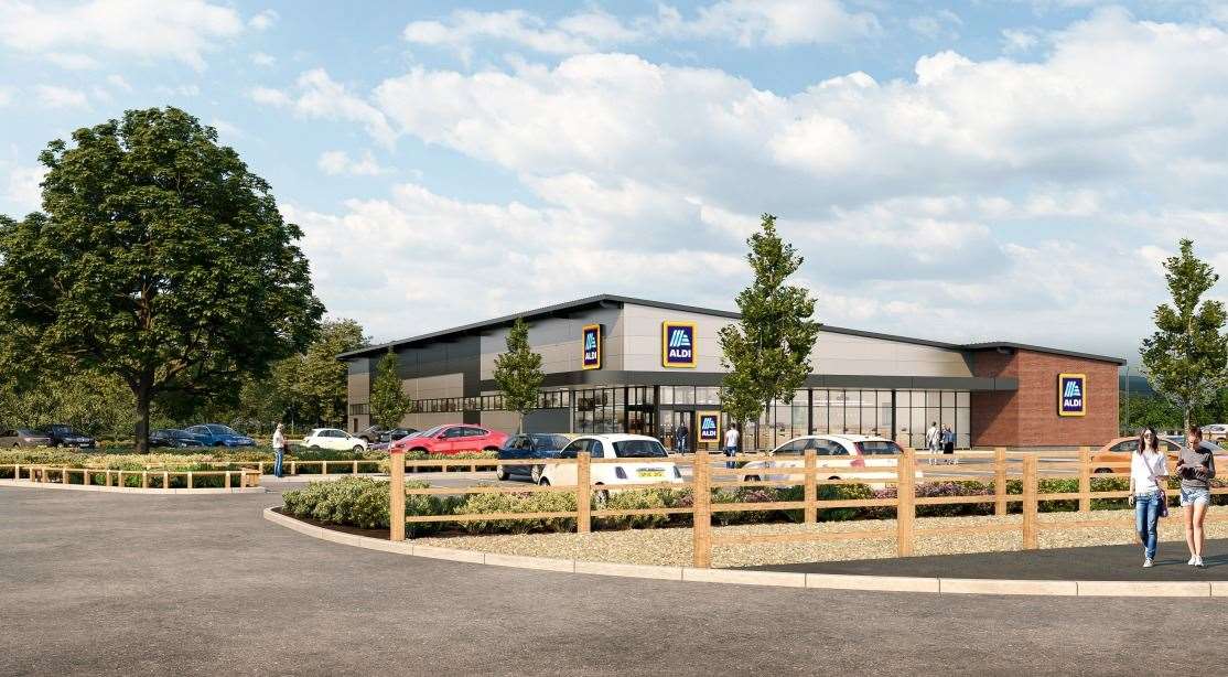 A CGI of the Aldi proposed for Waterbrook Park