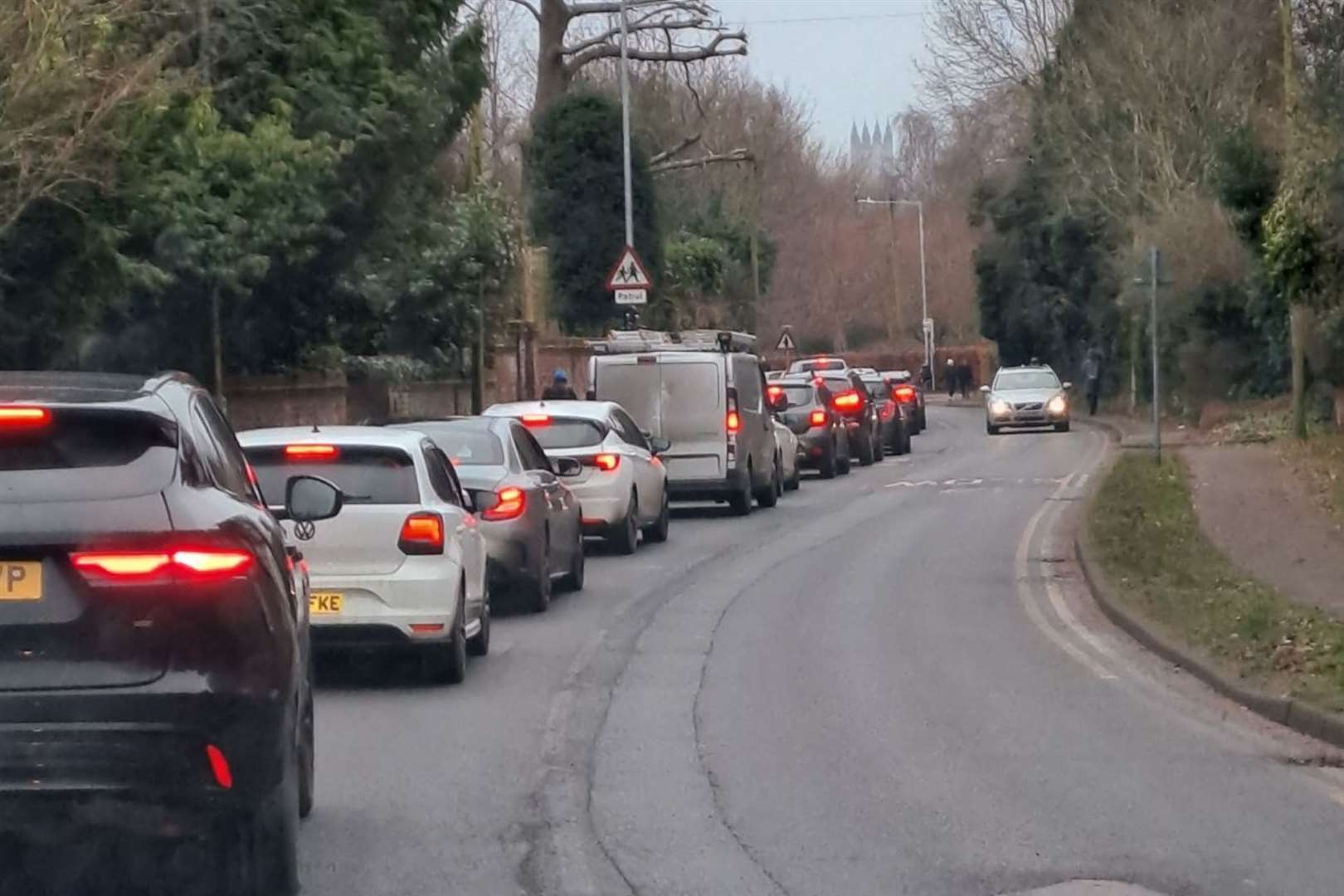 Traffic in Hackington Road, just one of the routes facing major delays in Canterbury this morning