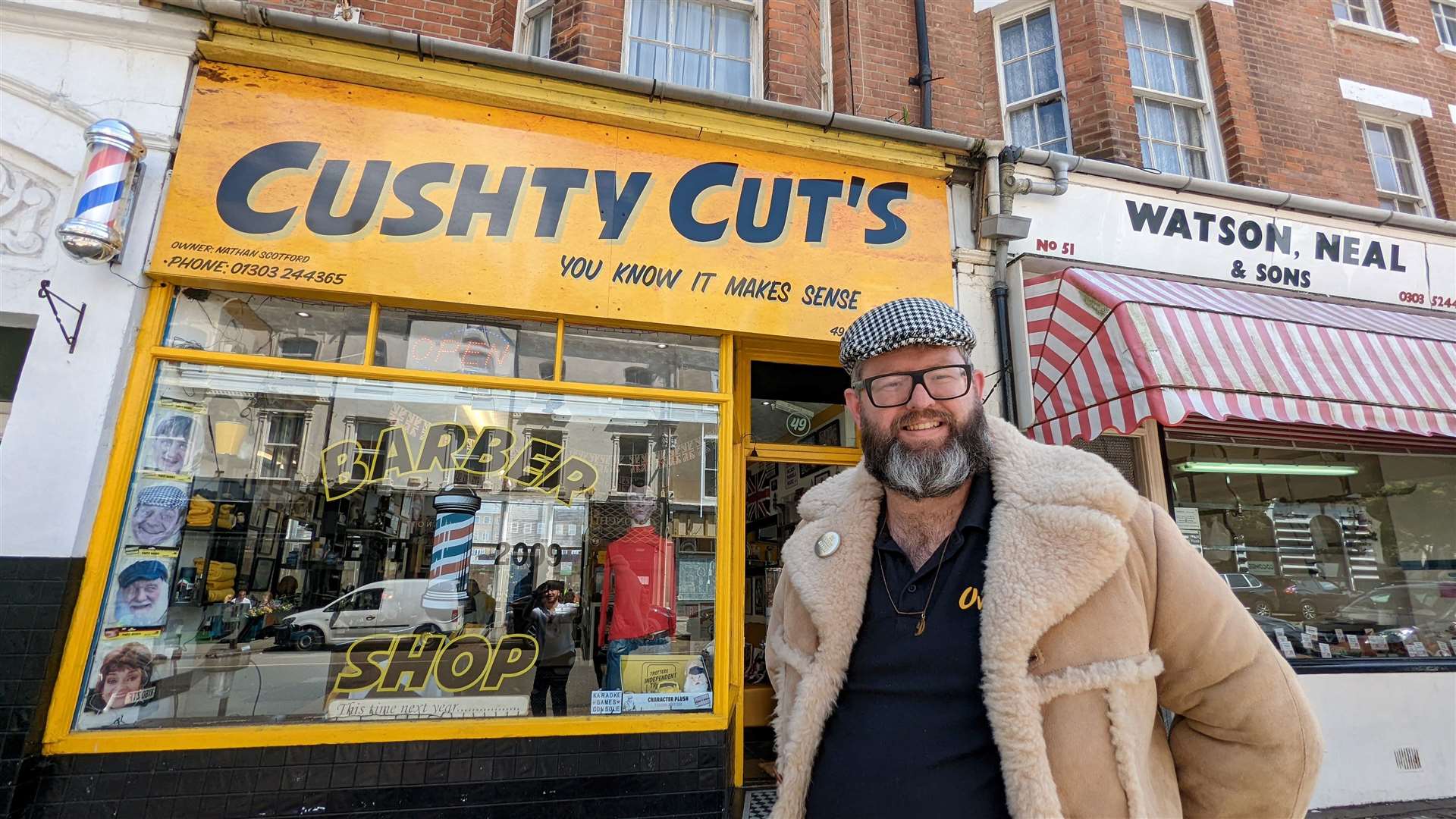 Barber and Only Fools and Horses superfan Nathan Scotford ran Cushty Cuts in Bouverie Road West, Folkestone