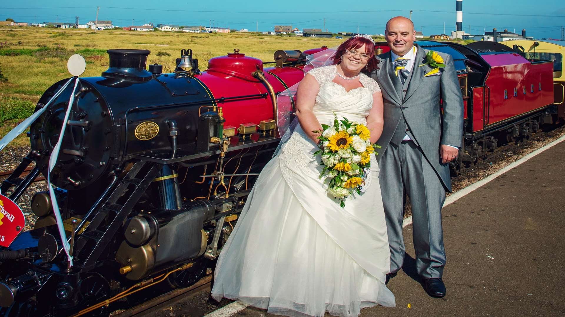 Couples can travel to their reception on the Romney Hythe and Dymchurch Railway
