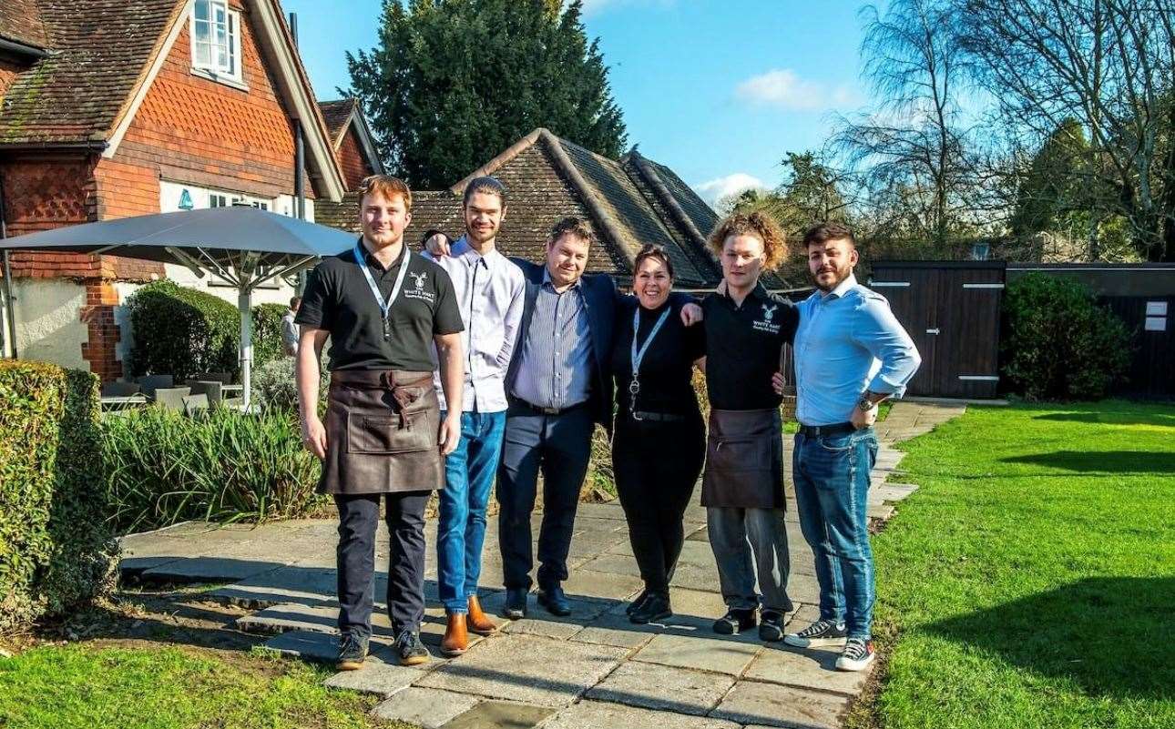 The White Hart pub team, including general manager Daniel Husk (third from left). Picture: The White Hart