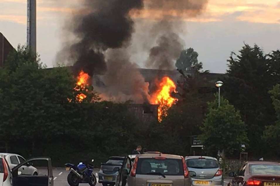 The fire at Gallagher Retail Park. Picture: Melissa Warren