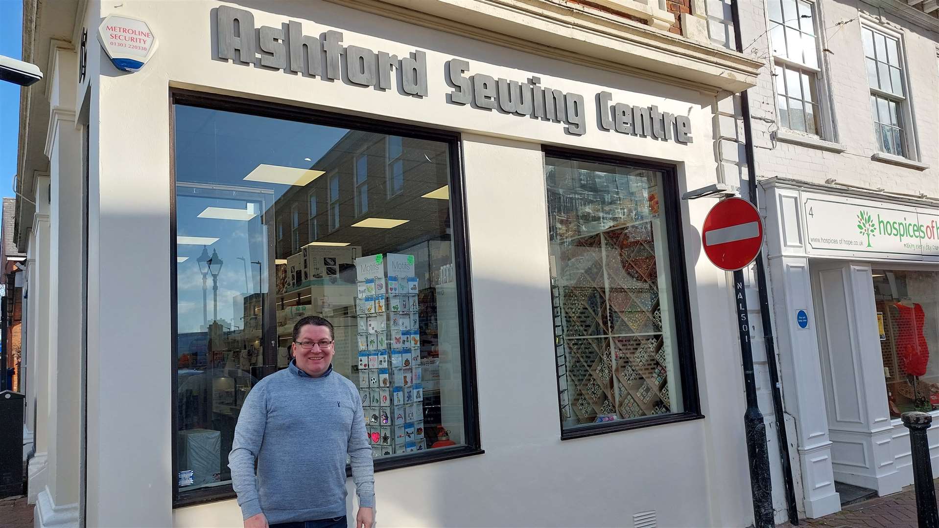 Kevin Webb outside the Ashford Sewing Centre