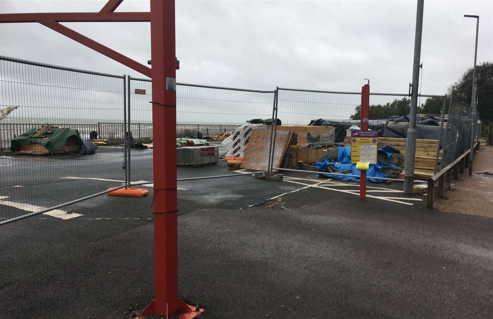 The car park for the Lower Leas Coastal Park has also been shut off. Picture: Cllr Mary Lawes