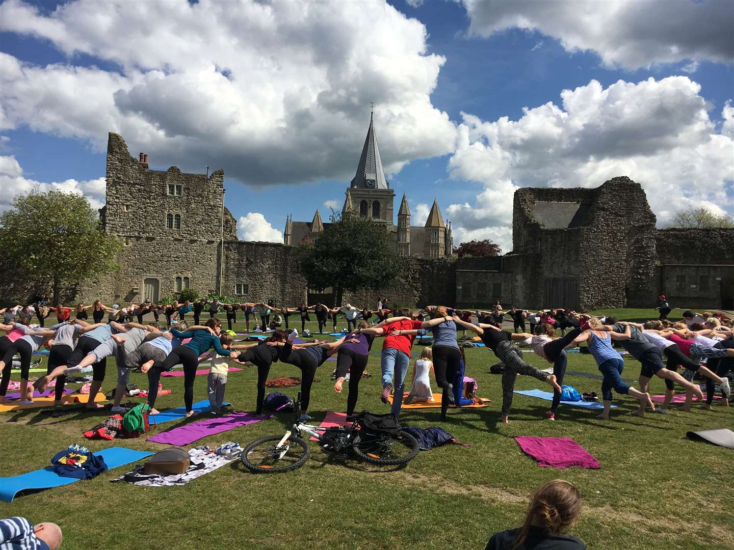 Participants taking part in Free Yoga Sunday at Rochester Castle (14830607)
