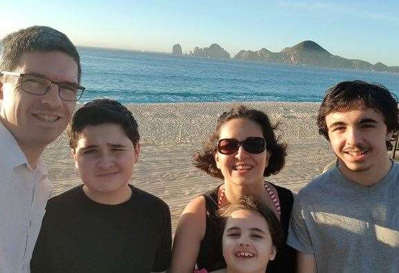 Rebecca Beesley with her husband Richard, her sons Joshua and Daniel, and her daughter Trinity, on an all-inclusive holiday. Picture: Rebecca Beesley/The Beesley Buzz