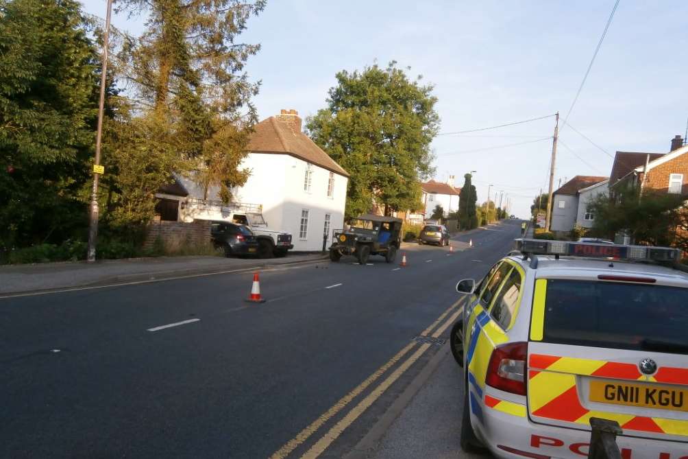 The road in Blean was closed for four hours