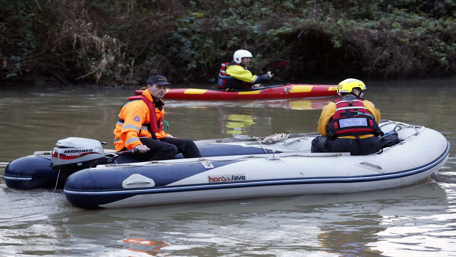 Canoes and dinghies have been used in the search this evening